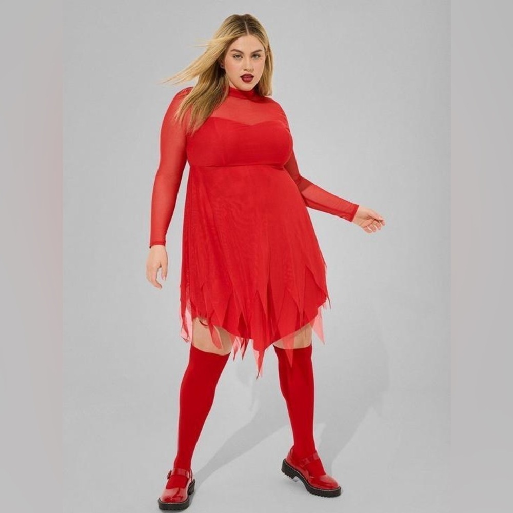 Torrid Red Mesh Long Sleeve Dress - New - Size 2 (18/20)